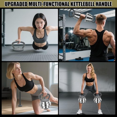 PHOEROS Adjustable Kettlebell Handles max load 44lbs compatiable with PHOEROS 44/66/88 LBS weights set, DUMBBELL PLATES THAT HAVE AN INNER DIAMETER FROM 0.98-1.56 INCHES. Max load 44lbs .(not includes Plates )