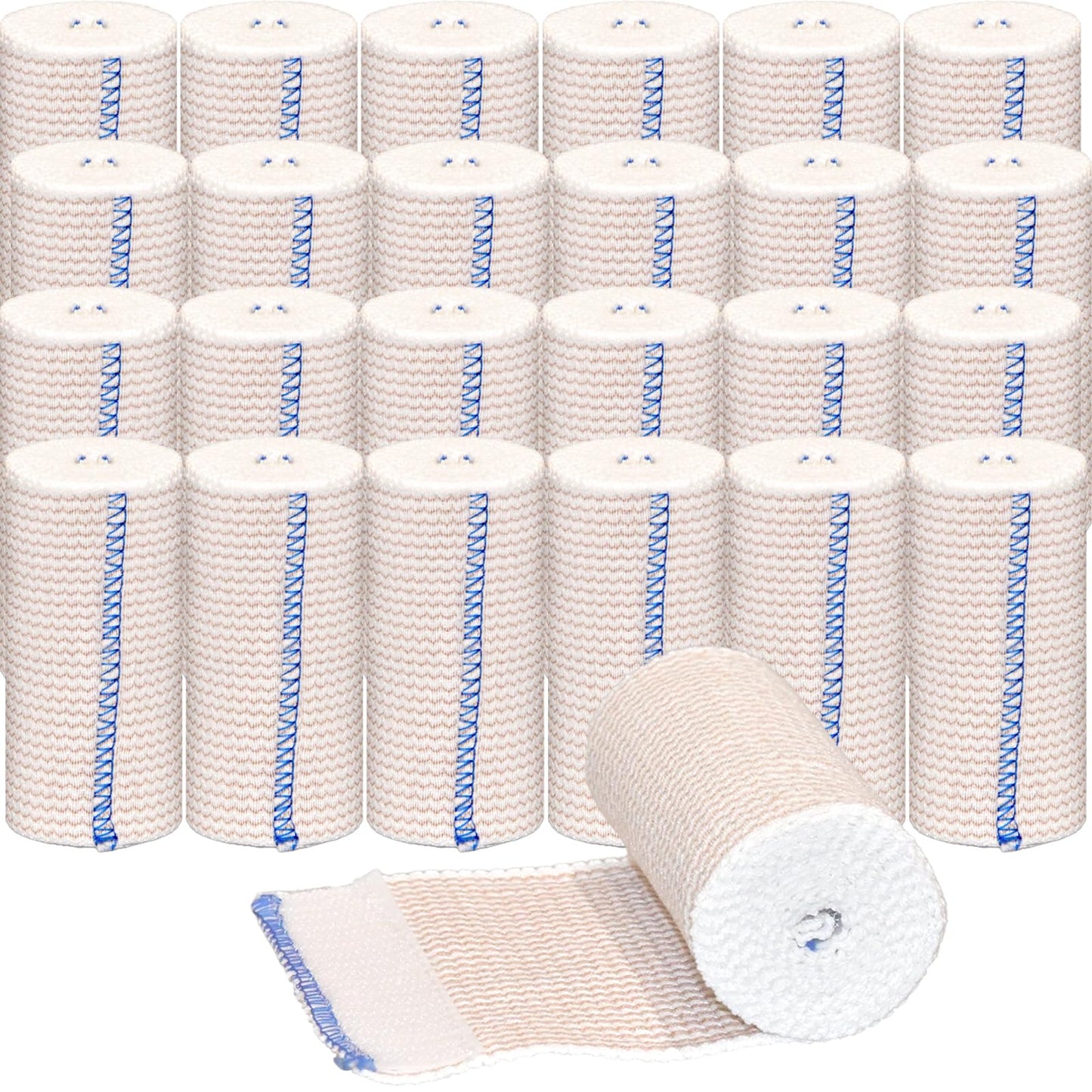 24 Pack Elastic Bandage Wrap 4” Bandage Wrap with Hook and Loop Closure on Both Ends Self Adhesive Bandage Wrap for Sports, Medical, and Injury Recovery