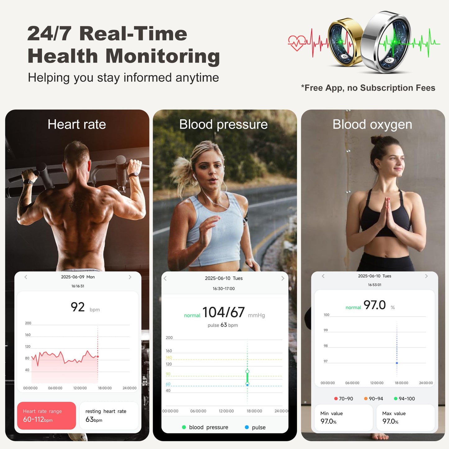 Smart Ring for Women Men,Fashion Modern Minimalist Fitness Ring & Sleep Tracker Ring with Heart Rate,Blood Pressure,Waterproof Health Ring,No Subscription,Travel-Friendly Couple Gift (Size 11,Silver)