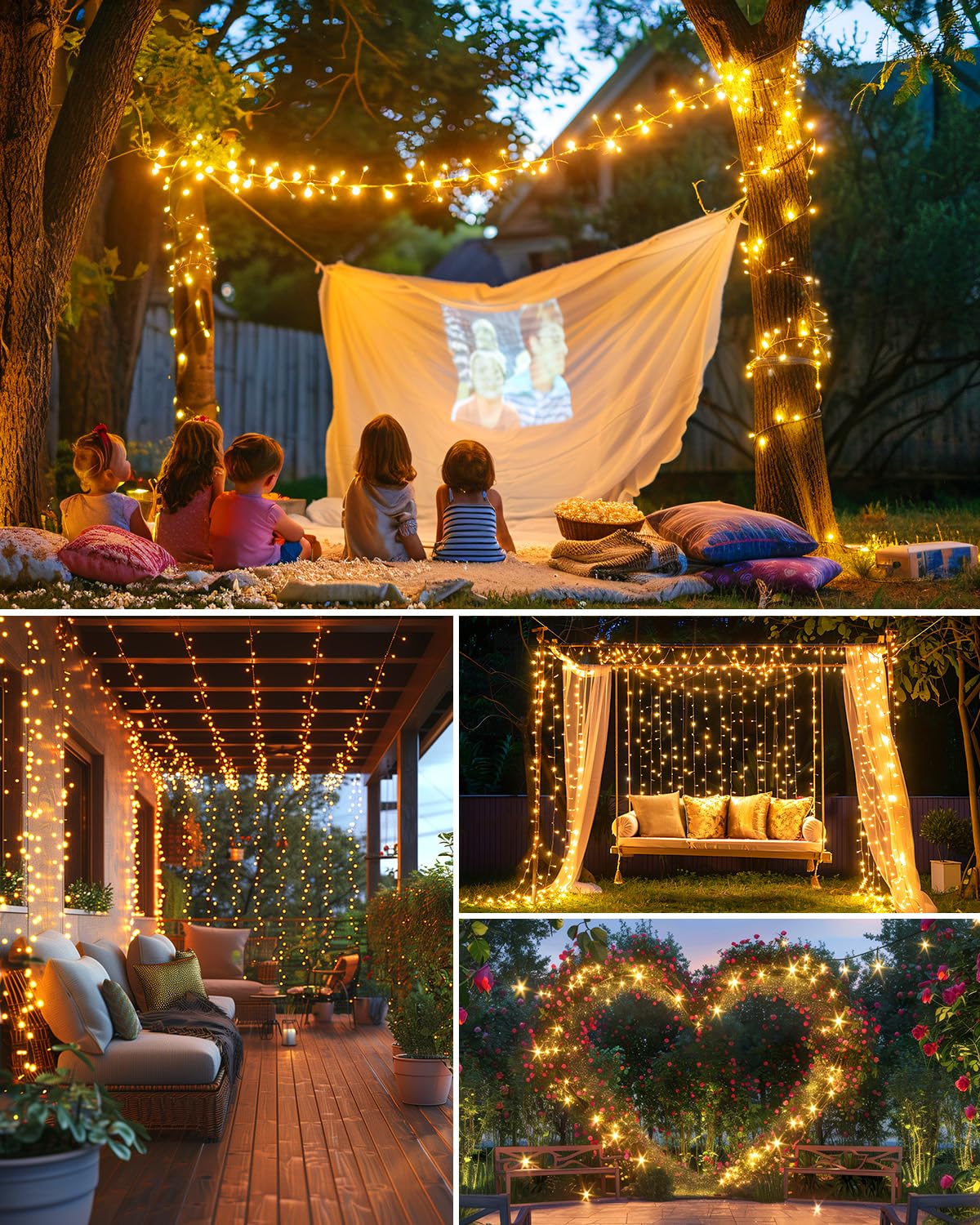 Brightown Solar String Lights for Outside, 19.6Ft 240 LED Solar String Lights Outdoor Waterproof, Solar Fairy Lights with 8 Modes for Patio Party Garden Yard Home, Warm White