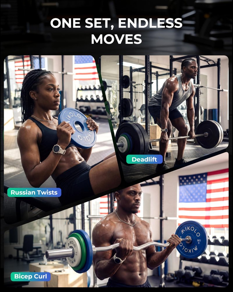 Mikolo Change Weight Plates 1.25LB 2.5LB 5LB Set Fractional Plates Set Bumper Plates for Cross Training Fit 2 Inch Barbells Strength Training Weight Plates (5LB/2.5LB/1.25LB)