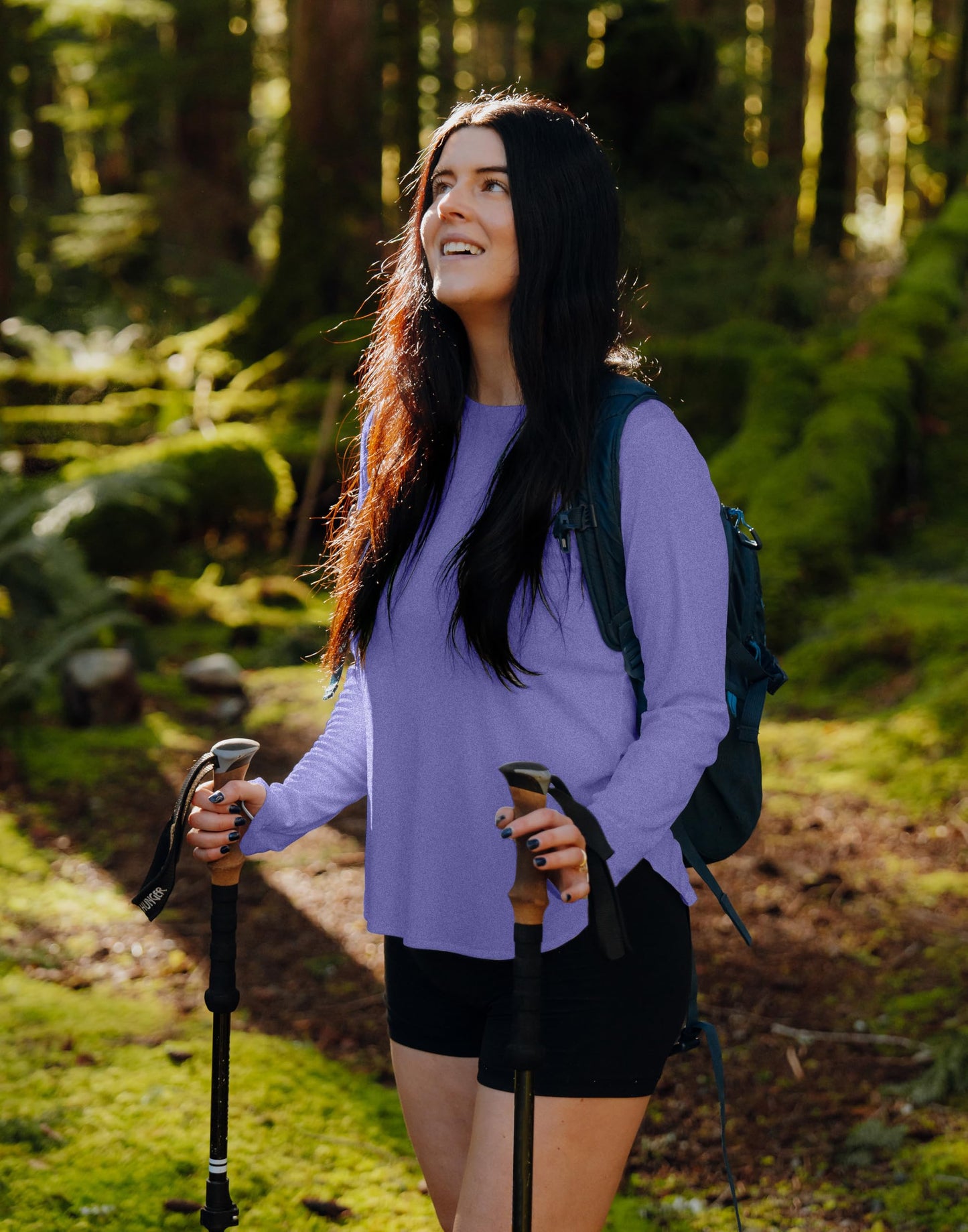 Women's Sun Shirts UPF 50+ Long Sleeve UV Protection Shirt Lightweight Quick Dry Workout Hiking Tops for Women(Heather Purple,XXL)