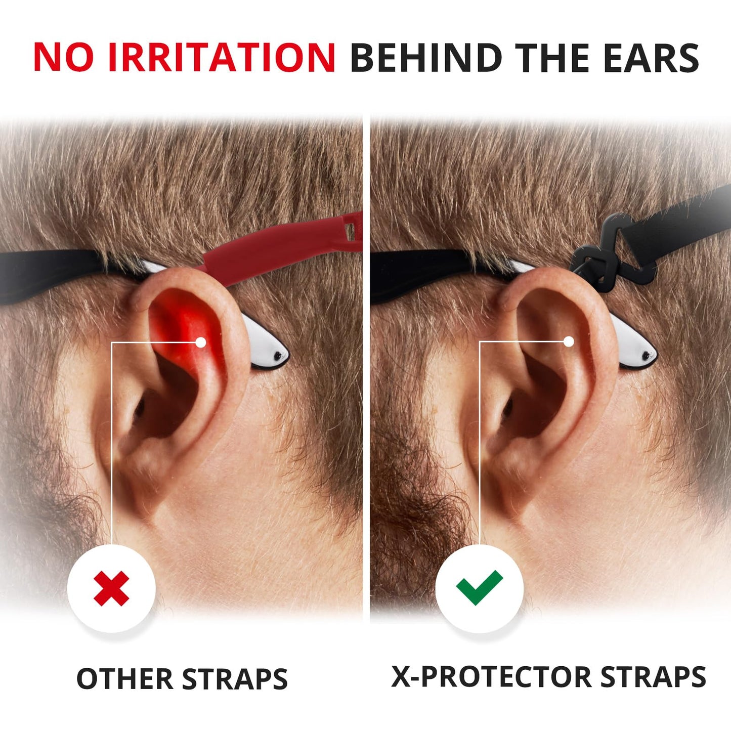 X-Protector Eye Glasses Strap - 4 PCS, Black - Sunglasses Strap with Universal Glasses Holder - Adjustable Eyeglasses Straps [2025 Design]