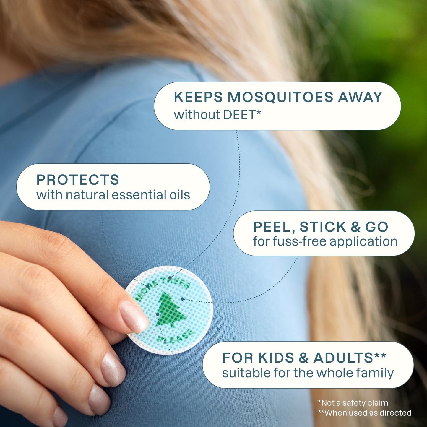 Cliganic Mosquito Repellent Stickers (90 Pack) - Camping Patches for Kids & Adults, Natural DEET-Free, Essential Oil Infused