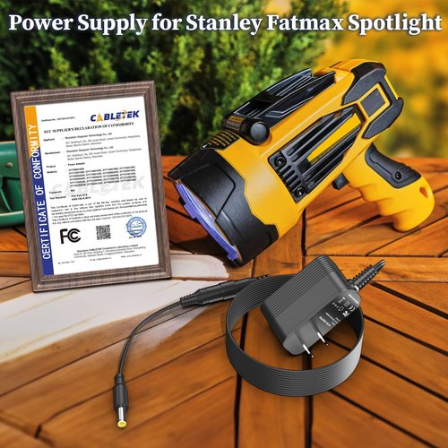 12V Charger for Stanley Fatmax Spotlight Power Adapter Compatible with Stanley SL10LEDS SL5W09 FL5W10 FL3WBD Fatmax Lithium LED Spotlight Power Supply (Not fit USB Connector)