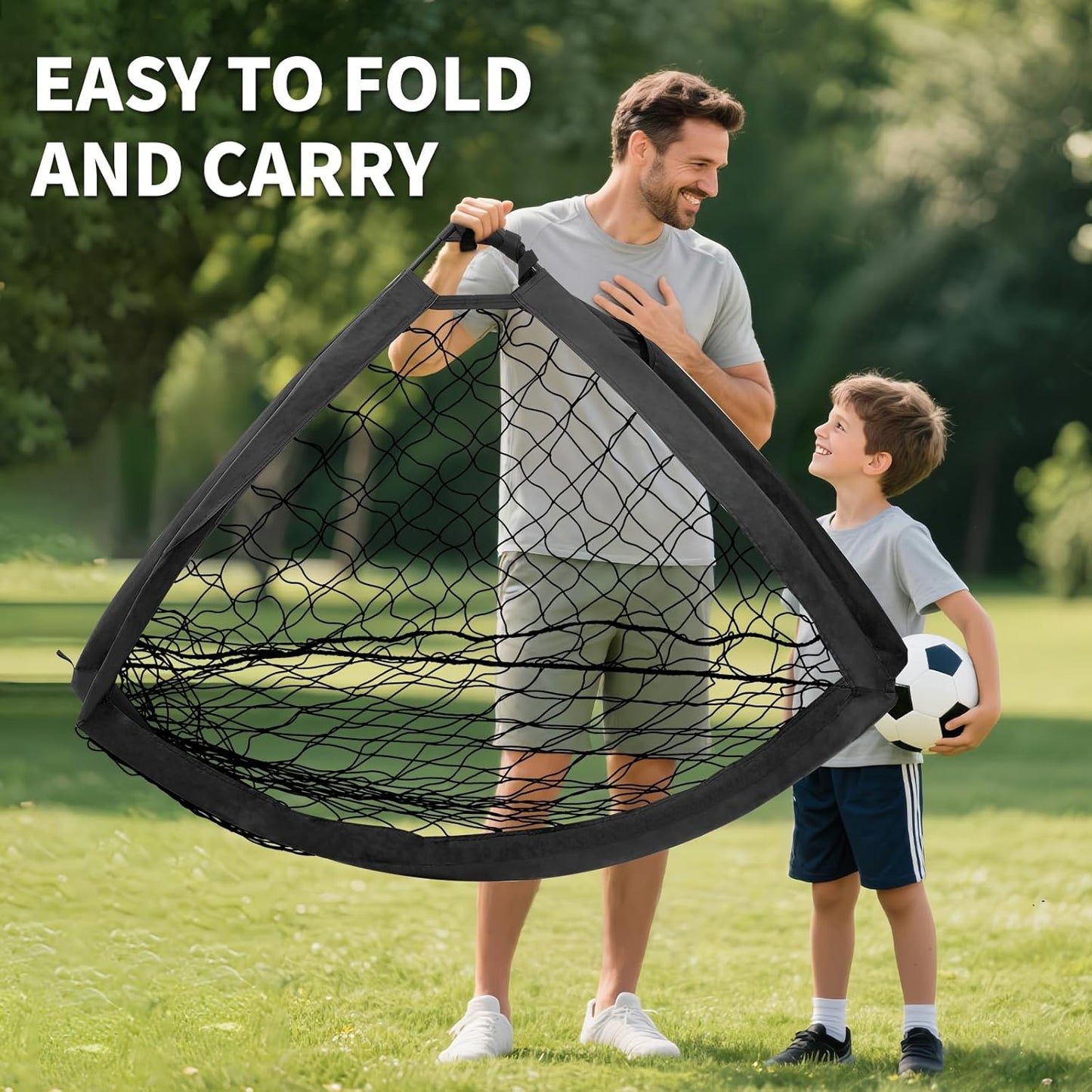 Skiennix Kids Soccer Goals - Portable Foldable Practice Nets with Training Equipment Set | Includes Ball, Dice, Mat, Cones & Carry Bag
