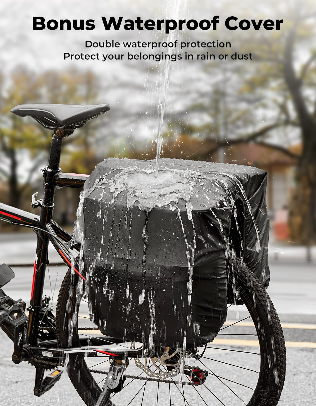 KEMIMOTO Bike Panniers 3-IN-1, 34L Bike Bag with Two 9L Insulated Cooler Pack, Bicycle Saddle Bag Includes Waterproof Rain Cover, Cycling Accessories for Camping Shopping Road Cycling Travel, Black