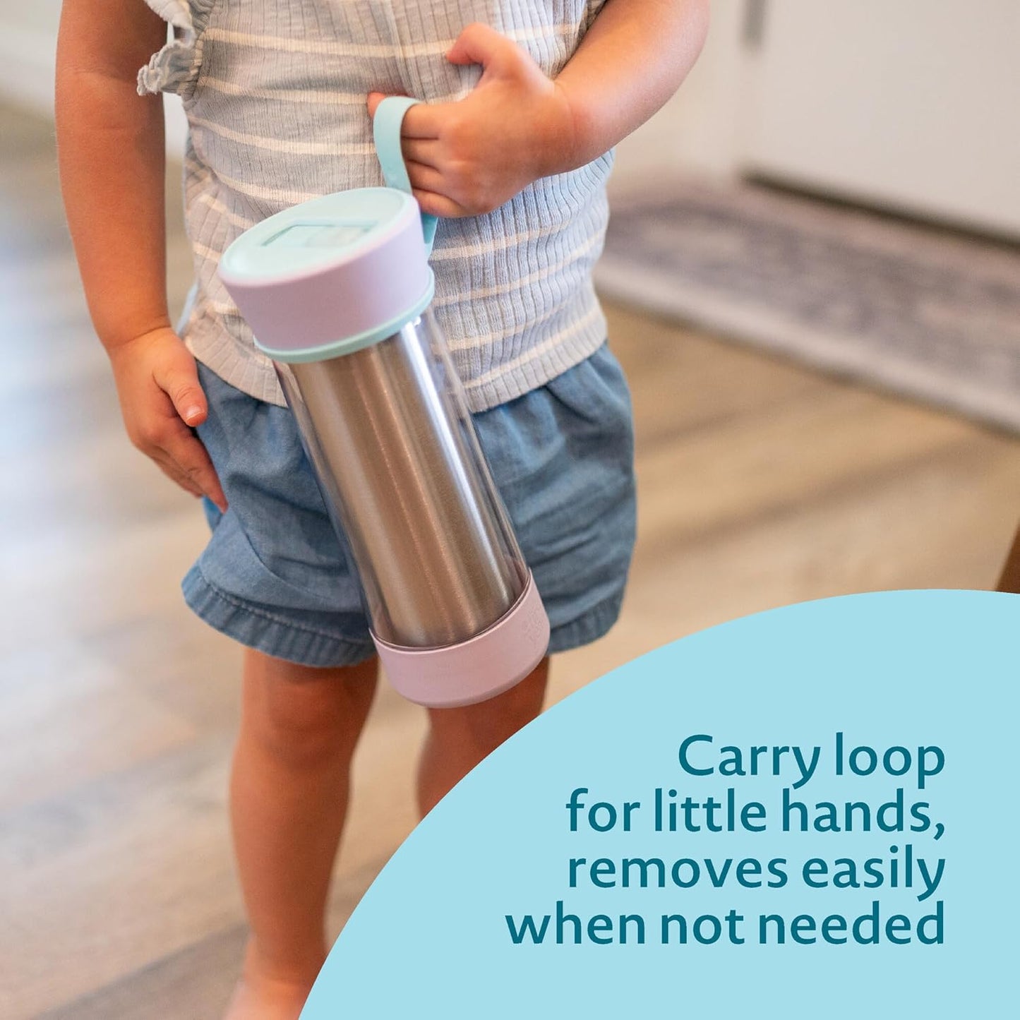 The First Years CoolCore Insulated Kids Water Bottle - Leak-Proof Spout & Double-Walled Design - 11 Oz Light Blue/Purple