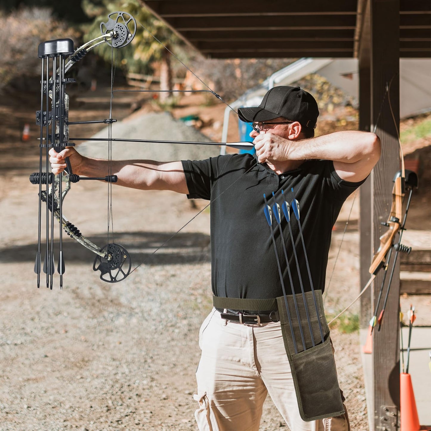 SF4 Hip Quiver for Arrows,Beginner Right Handed Quiver Arrow Holder,Canvas Quiver Arrow,Waist Archery Quiver with Adjustable Belt Strap for Target Shooting,Archer Accessories(Only Bag) (Army Green)