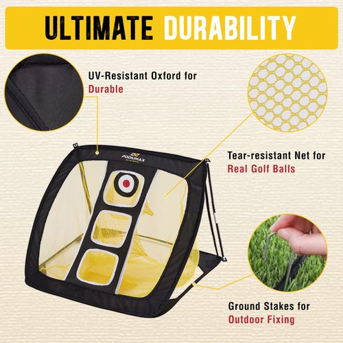 PodiuMax Chipping Net, Pop Up Golf Nets for Backyard Driving Real Golf Balls, Indoor & Outdoor Practice Net for Accuracy Short Game
