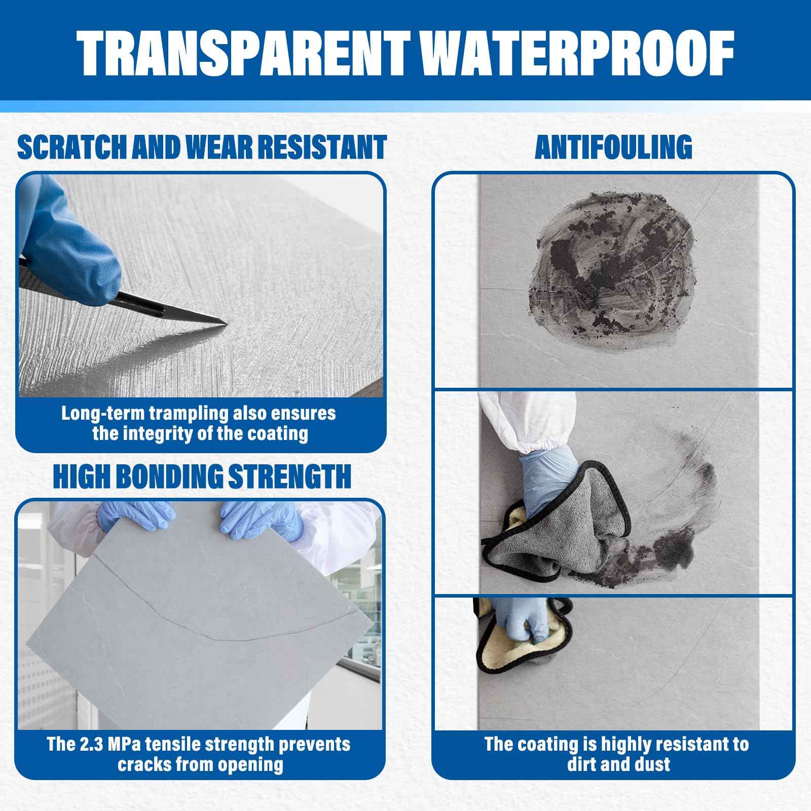 WATERPROOF HERO Transparent Waterproof Coating Sealant, Water-Based Invisible Waterproof Agent Indoor & Outdoor Multi-Surface Leak Repair (Clear, 35Oz)