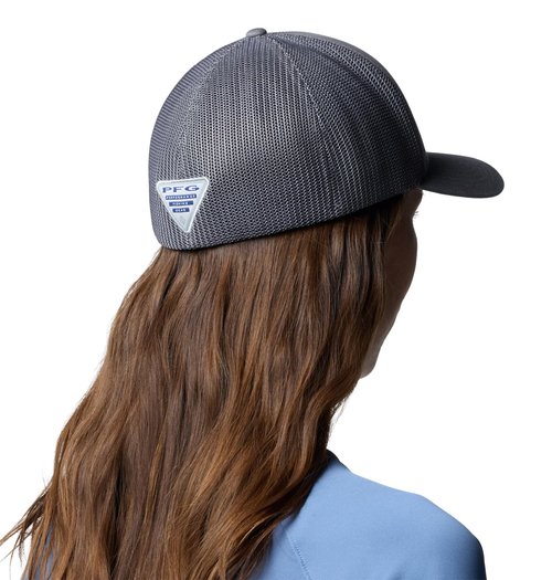 Columbia Unisex PFG Patch Mesh Ball Cap, City Grey/Sunset Fish, S/M