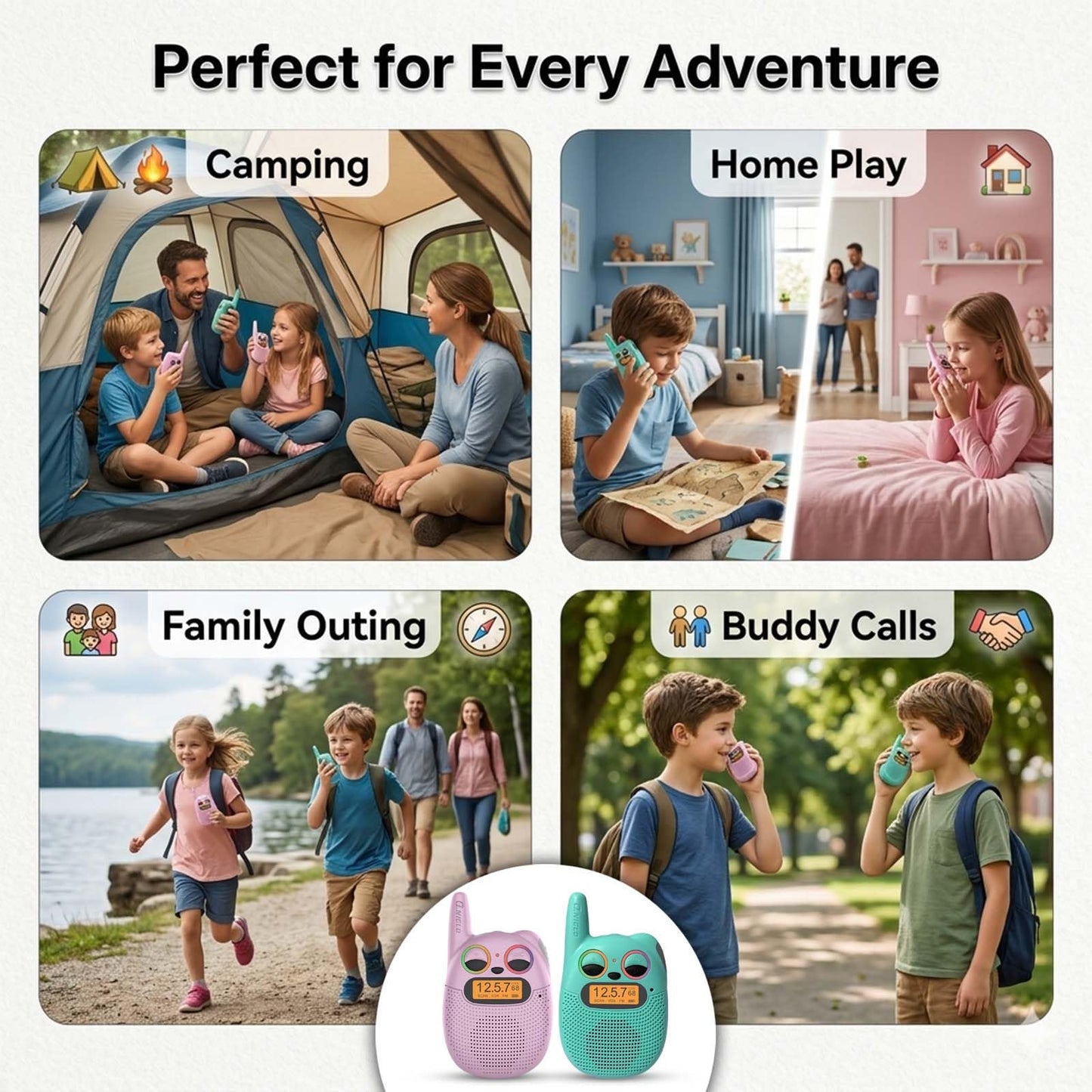 Qniglo Walkie Talkies for Kids, 3 Miles Long Range 22 Channels 2 Way Radio for Boys Girls Ages 3-12, Walkie Talkies for Outdoor Camping Hiking, Easter/Birthday Presents for 4 5 6 7 8 Year Old