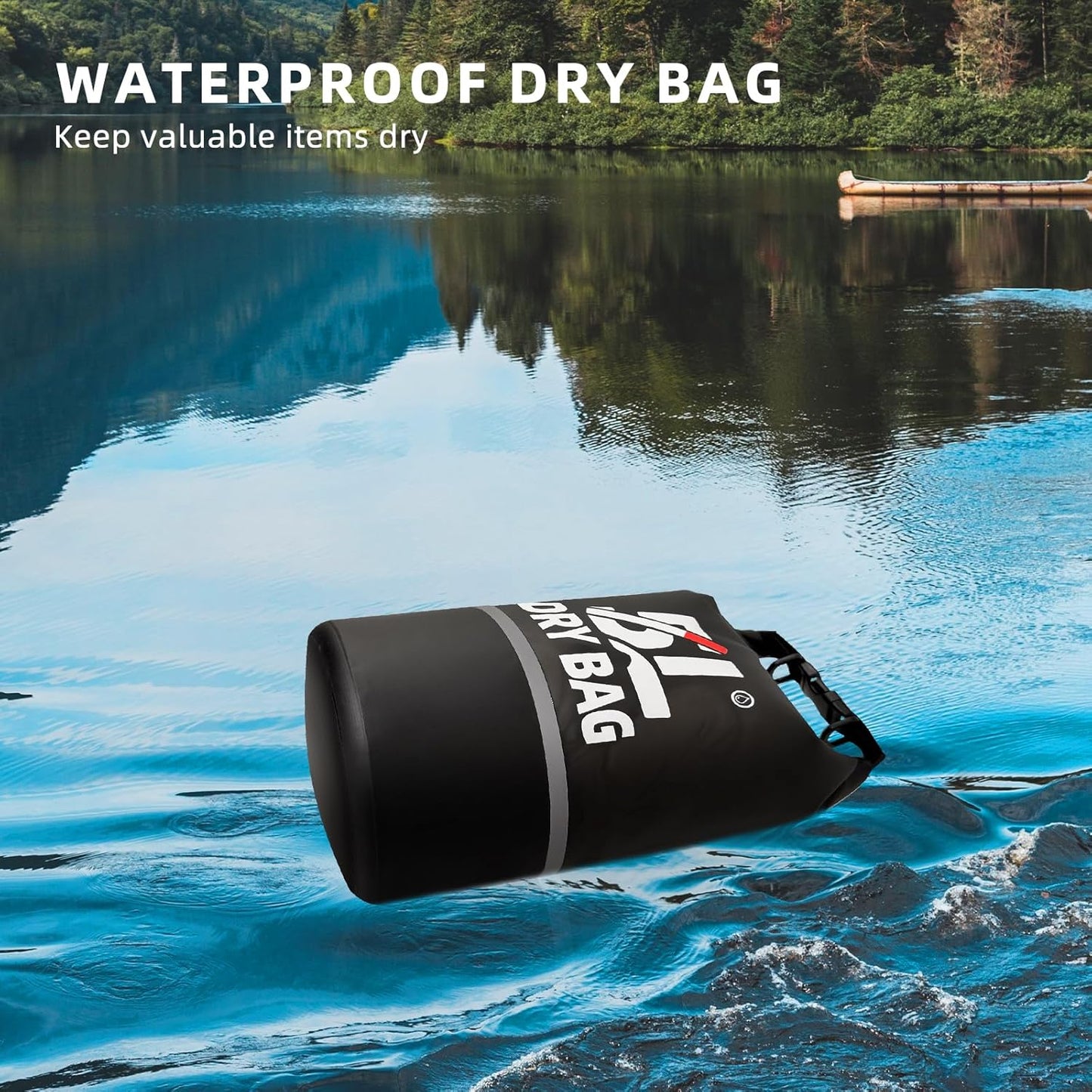 Skiennix Waterproof Dry Bag - 5L Lightweight Roll Top Storage Backpack with Reflective Phone Pouch | Ideal for Travel, Swimming, and Kayaking
