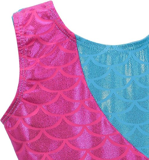 HOZIY Leotards for Girls - Sparkling Snowflake Biketard in Blue, Purple & Hot Pink