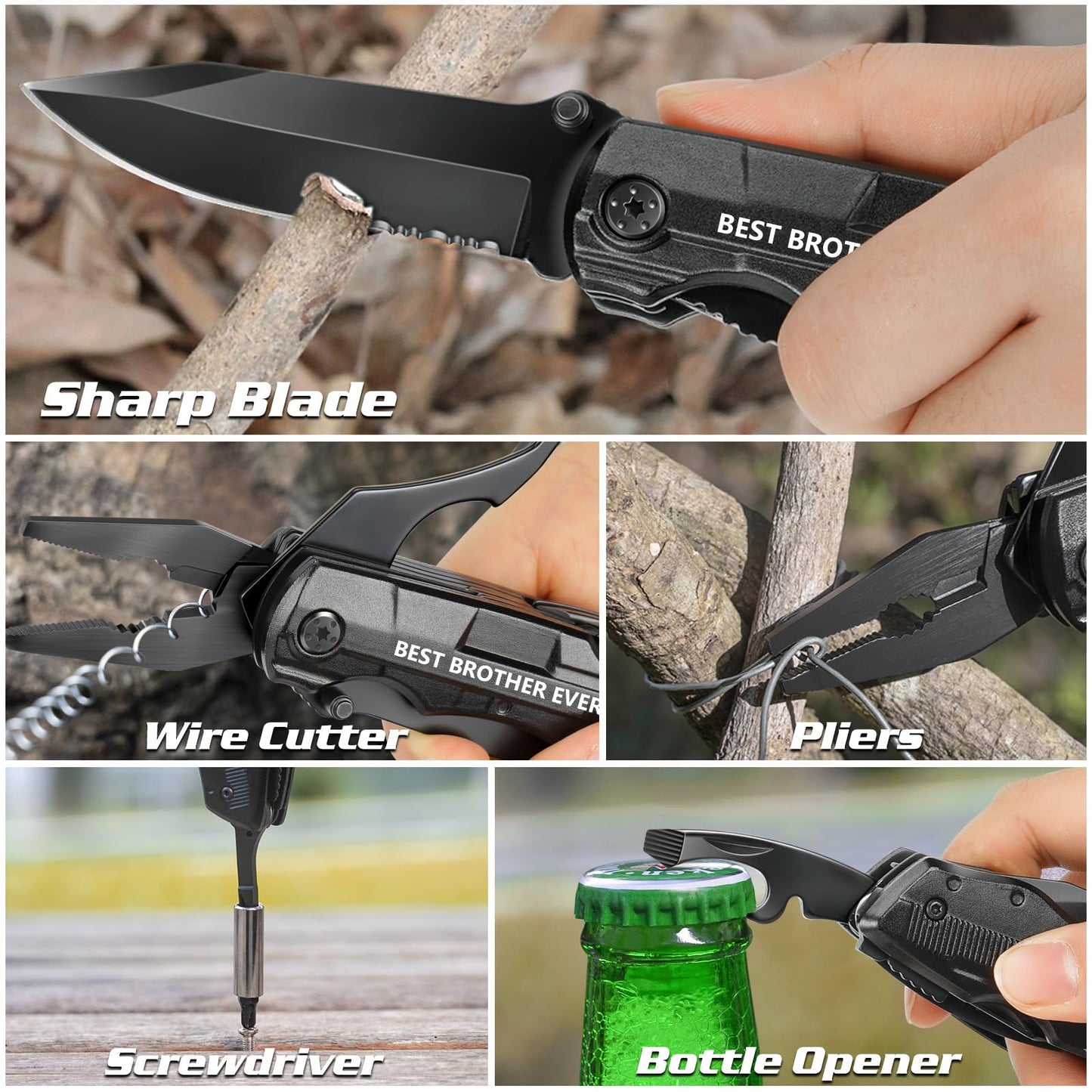 Gifts for Brother from Sister Friends,Birthday Christmas Brother Gifts,Multitool Knife "BEST BROTHER EVER",Multi tool for Climbing,Camping,Cycling,Hiking