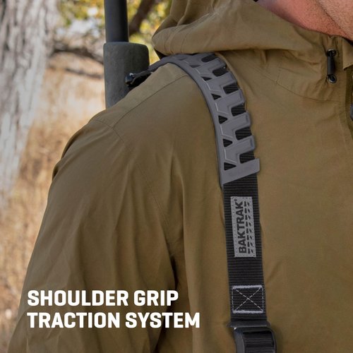 Allen Company Baktrak Traction Web 36″ Rifle Sling w/ 500lb‑Rated Swivels – Slim, Non‑Slip Pad - Black/Gray