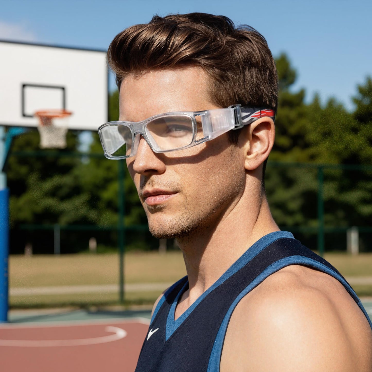 SooGree Sport Goggles for Mens,Basketball Soccer Football Racquetball Protective Eyewear Safety Goggles Lens Replaceable (G8015 Grat frame Whate pads)