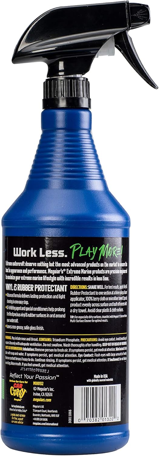 Meguiar's Marine Vinyl & Rubber Protectant Spray - UV Protection for Boats & RVs | 32 Oz