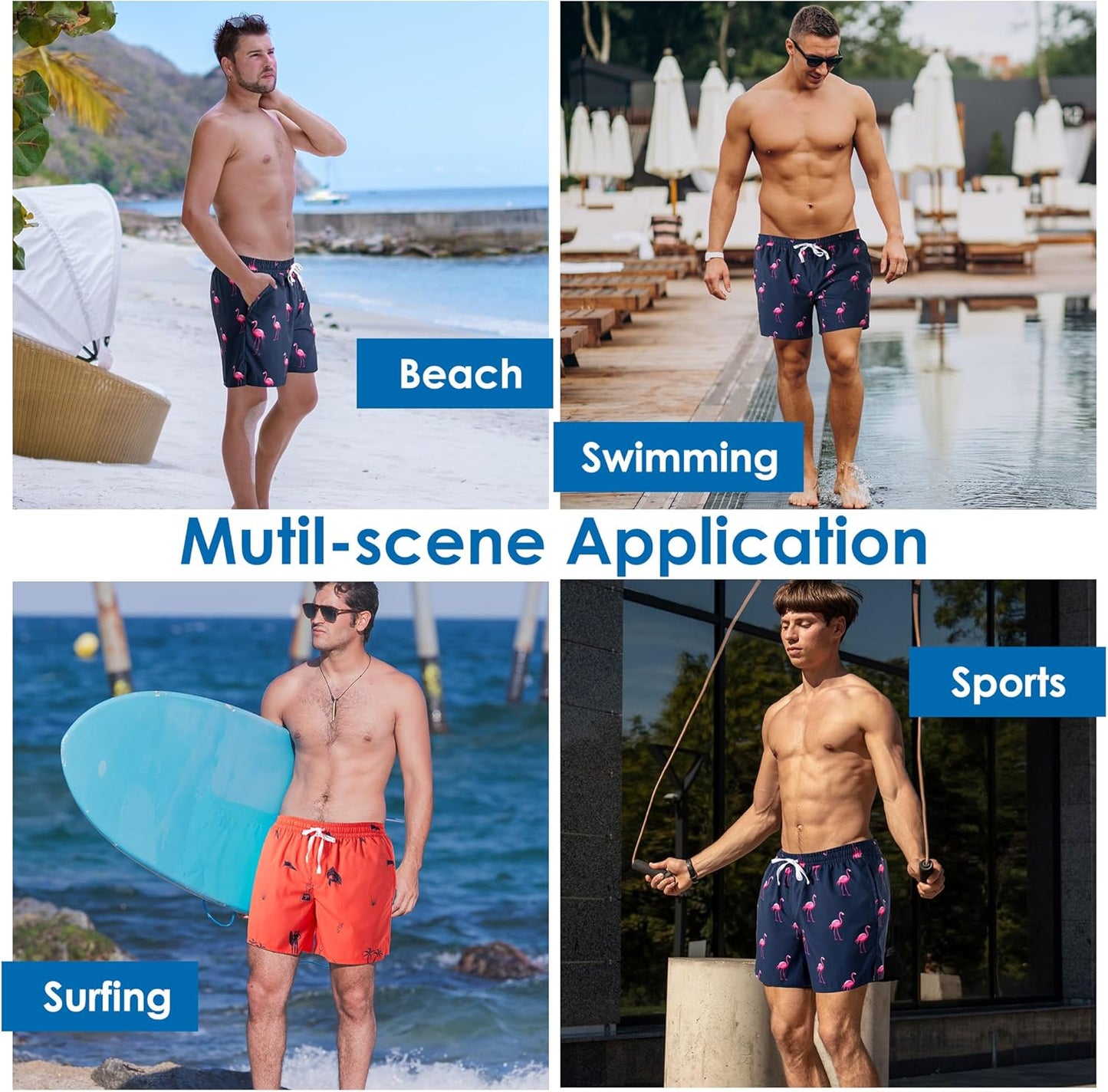 XOMZG Men's Swim Trunks - Quick Dry Mesh Lining Beach Shorts with Pockets | Hawaiian Style
