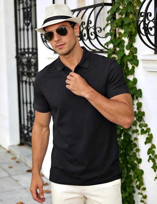 MAGCOMSEN Men's Polo Shirt - Short Sleeve Dry Fit Performance Golf Shirt | Casual Collared Design