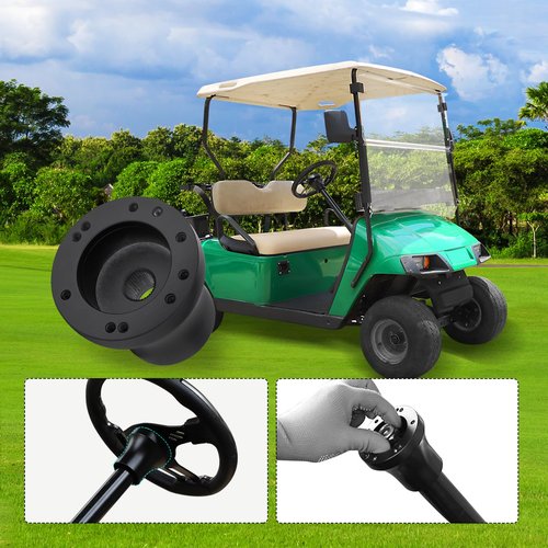 AIPSET Golf Cart Steering Wheel Adapter Compatible with EZGO RXV/TXT Golf Cart Steering Wheel, Works on 5-6 Holes Steering Wheel, Aluminum Alloy-Black