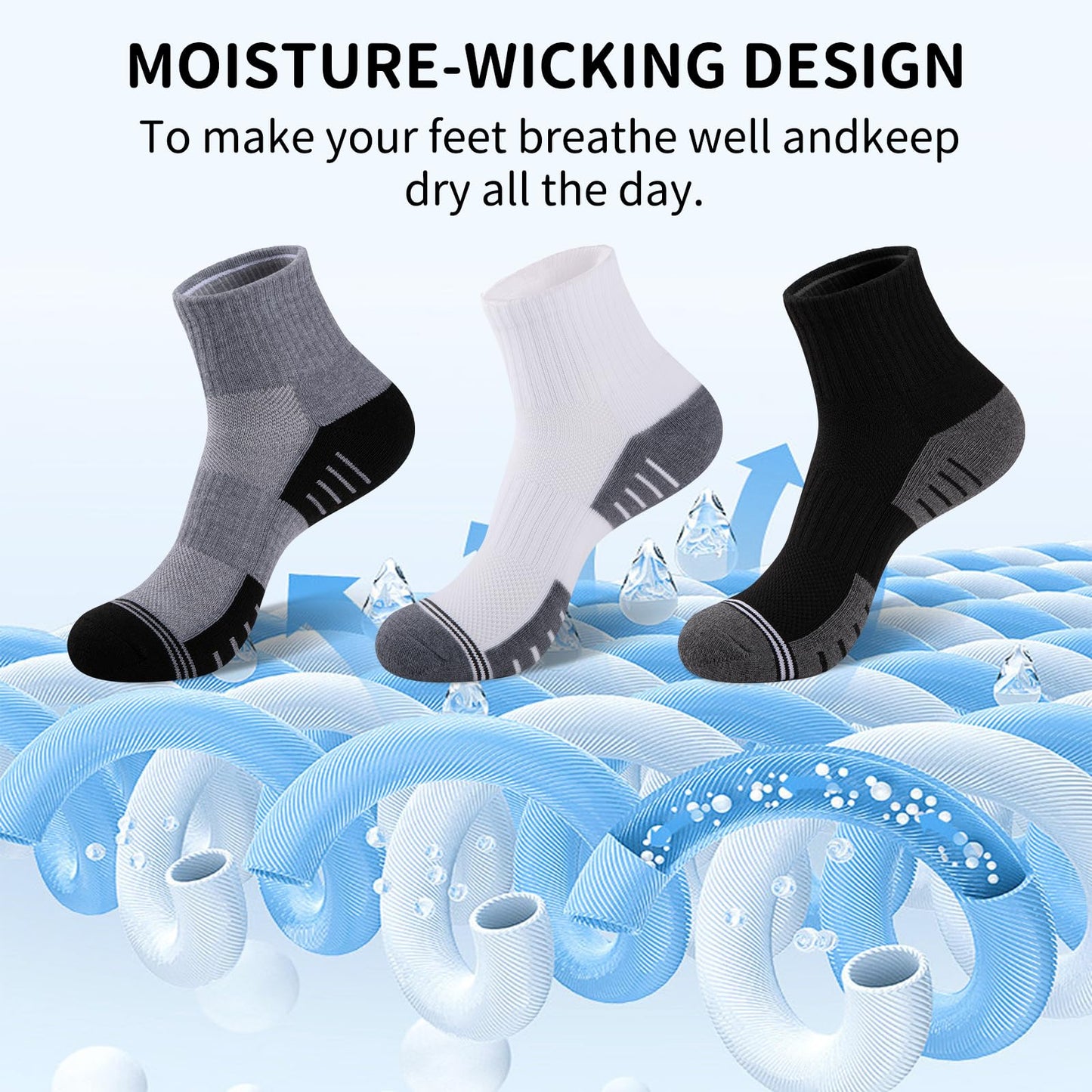 COOVAN Mens Athletic Ankle Socks 8 Pairs Cushioned Quarter Mini Crew Calf Running Half Crew Sock for Men
