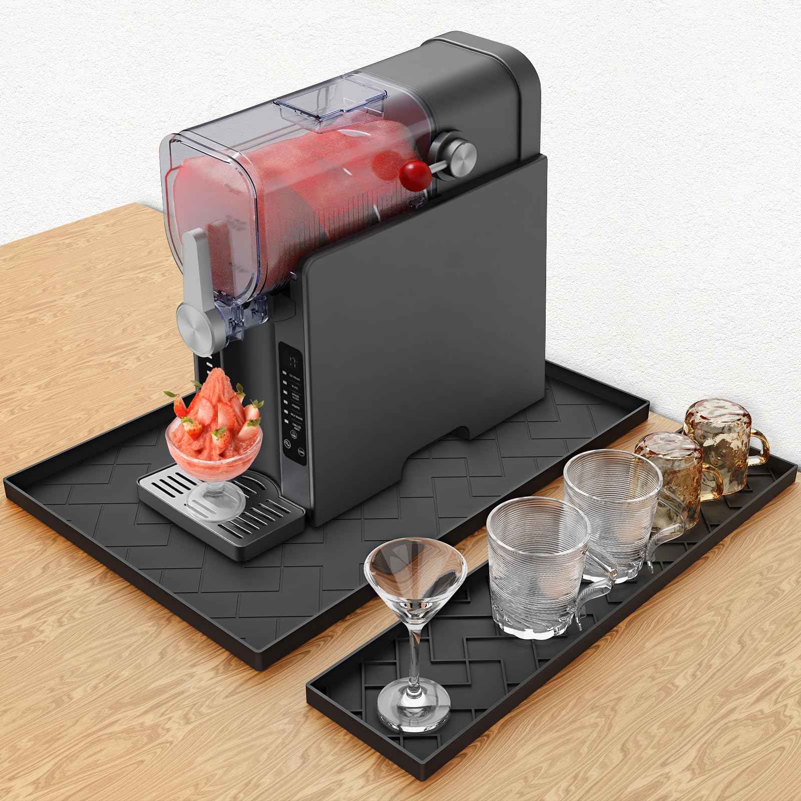 Silicone Mat for Ninja Slushie Machine&Ninja Creami- Removable 22.5"*15"*0.7" Countertop Protector Mat,Concave Convex Design, Leak-Proof and Slip-Resistant ice Gream Maker&Slushie Machine Accessories