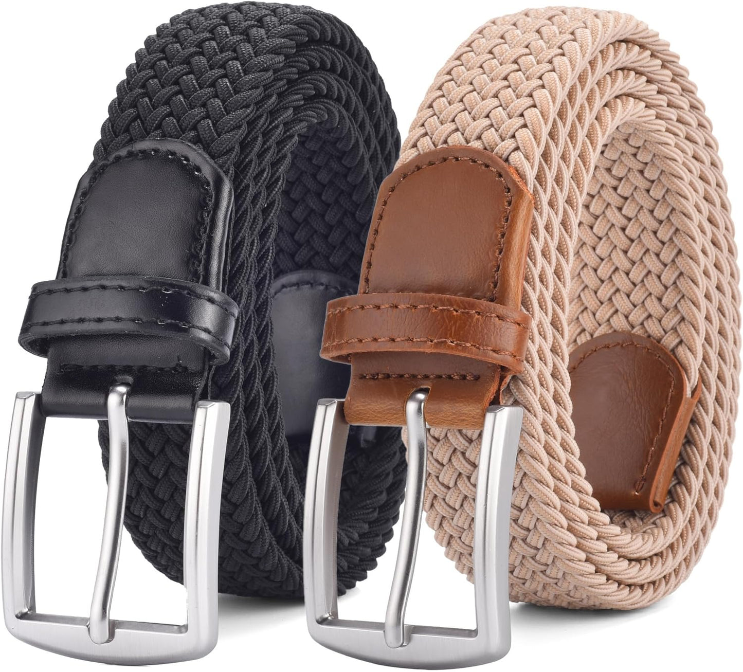 Skiennix Men's Stretch Woven Elastic Braided Belt - 1.3" Wide, Comfortable Fit