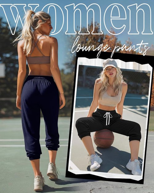 Ficerd Women's Capri Joggers - High Waisted Athletic Lounge Pants with Pockets | 3 Pcs Set