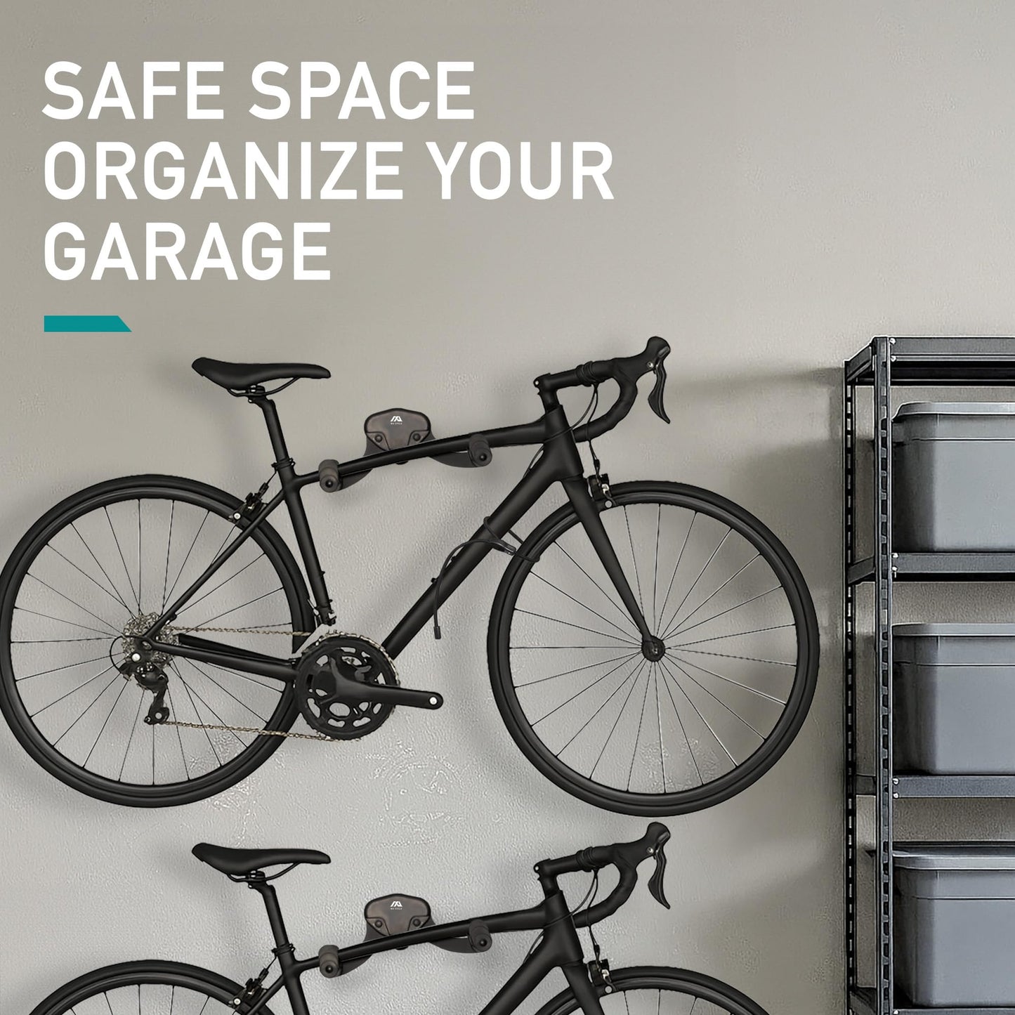 MU CYCLE Buffalo Bike Wall Mount Rack – Adjustable Heavy-Duty Horizontal Indoor Hanger for Road, Mountain & Hybrid Bikes up to 48.5 lbs / 22 kg, Space-Saving Garage & Apartment Storage