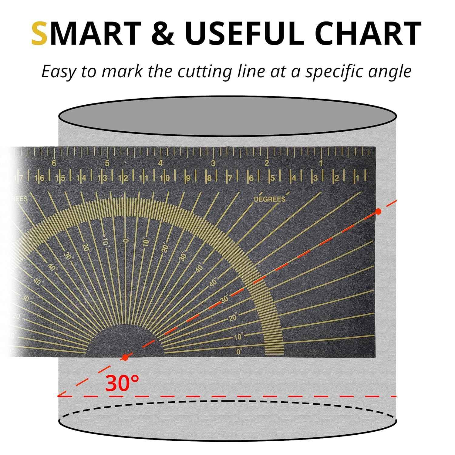 JHTii Flex Angle Diameter and Circumference Measuring and Marking Gauge for 6" to 16" Pipe Measure Tool, Wrap Around Tape 5" x 9' (Large) Yellow