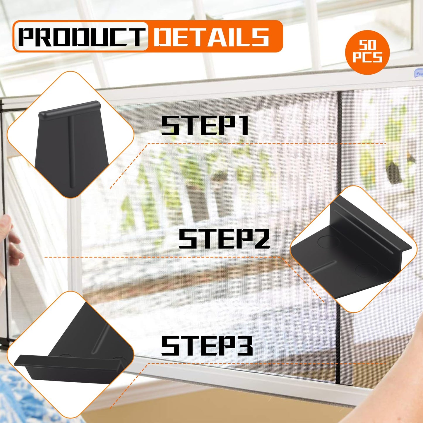 MP5566-50 Screen Lift Tabs, Spline Channel Pull Tabs, Window Screen Pull Tabs, Replacement Window Screen Parts (50 Pack)