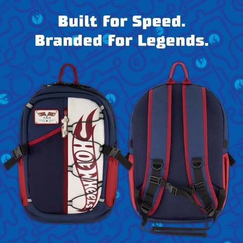Concept One Hot Wheels 1968 Backpack, Classic Heritage Design for Men and Women, Navy, 12 Inch