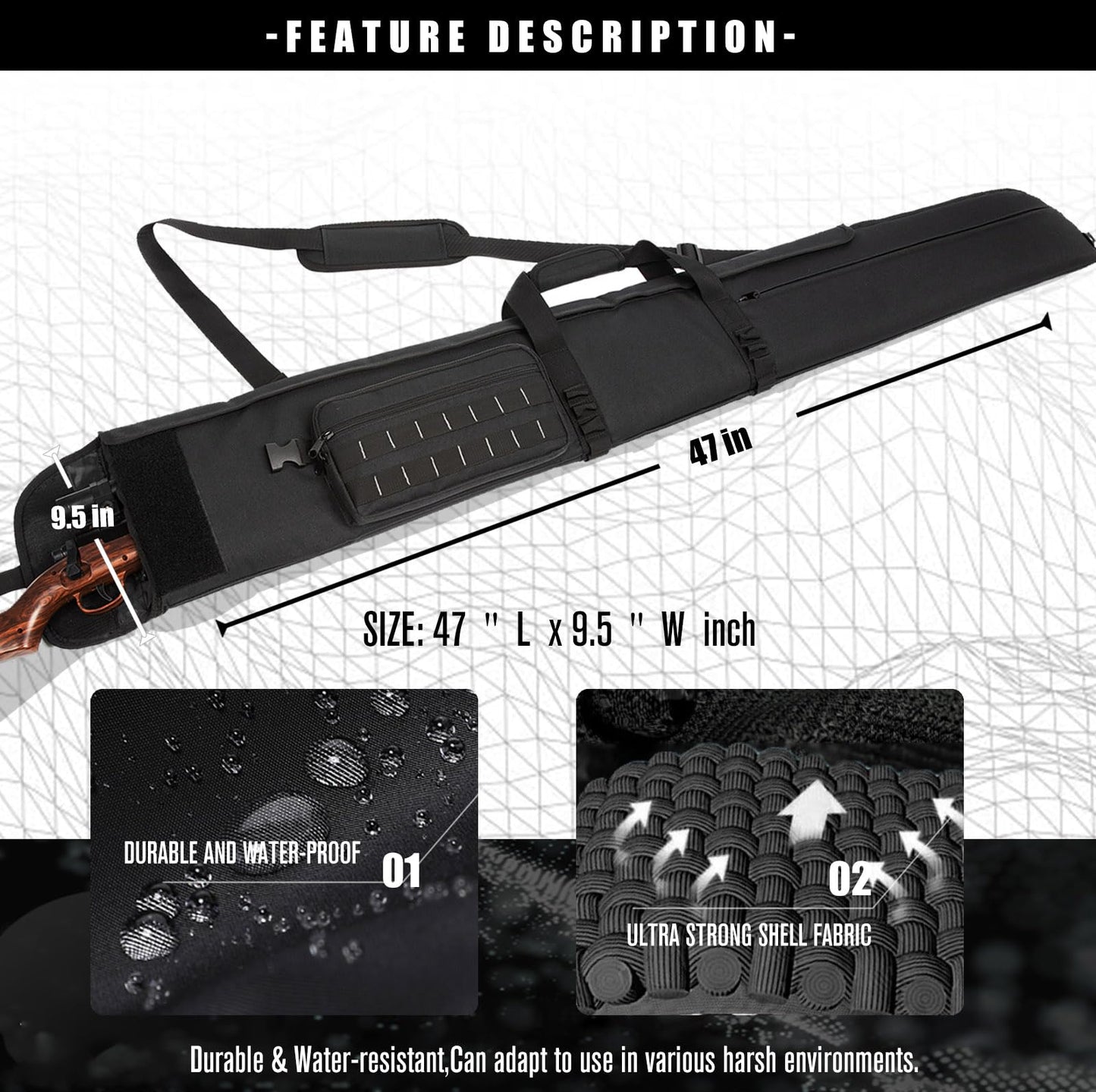 INSSTUID Rifle Case Soft Shotgun Cases Long Gun Bag for Hunting Shooting