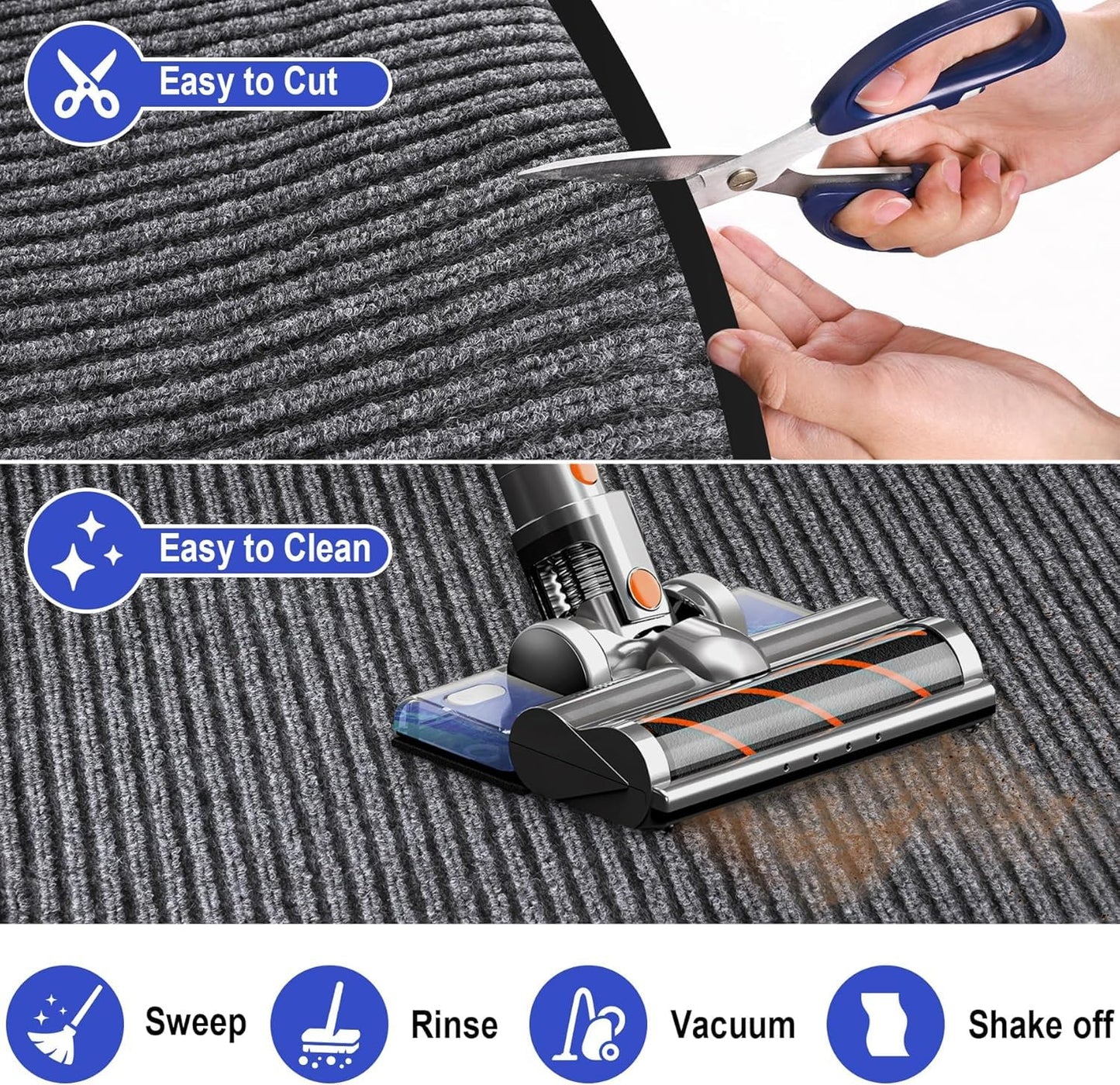 ToLanbbt 4' x 8' Front Door Mat Extra Large Commercial Industrial Rug Heavy Duty Outdoor Indoor Entryway Doormat Low Profile Welcome Entry Door Mat Non Slip Backing for Entrance Home Office, Gray