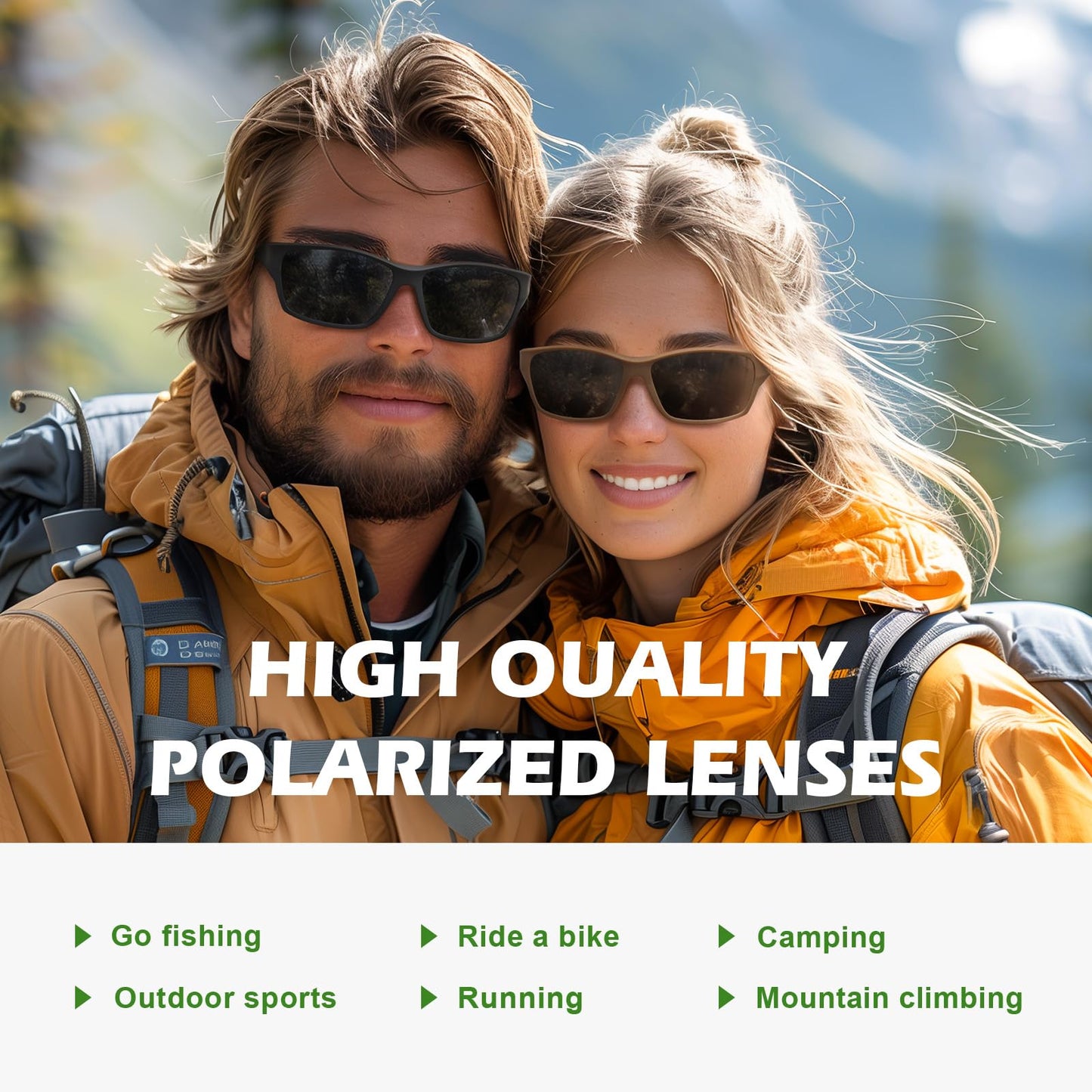 Fanshen Polarized Sunglasses Men Women, Wrap Around Mens Sunglasses for Mens Womens Cycling Running UV Protection (Matte Black/Purple)
