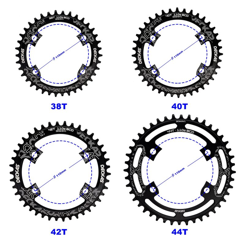 DECKAS Round Chainring 110BCD 4-Bolt 36T 38T 40T 42T 44T 46T 48T 50T 52T Narrow Wide Chainring for 7/8/9/10/11/12 - Speed (Black 50T)