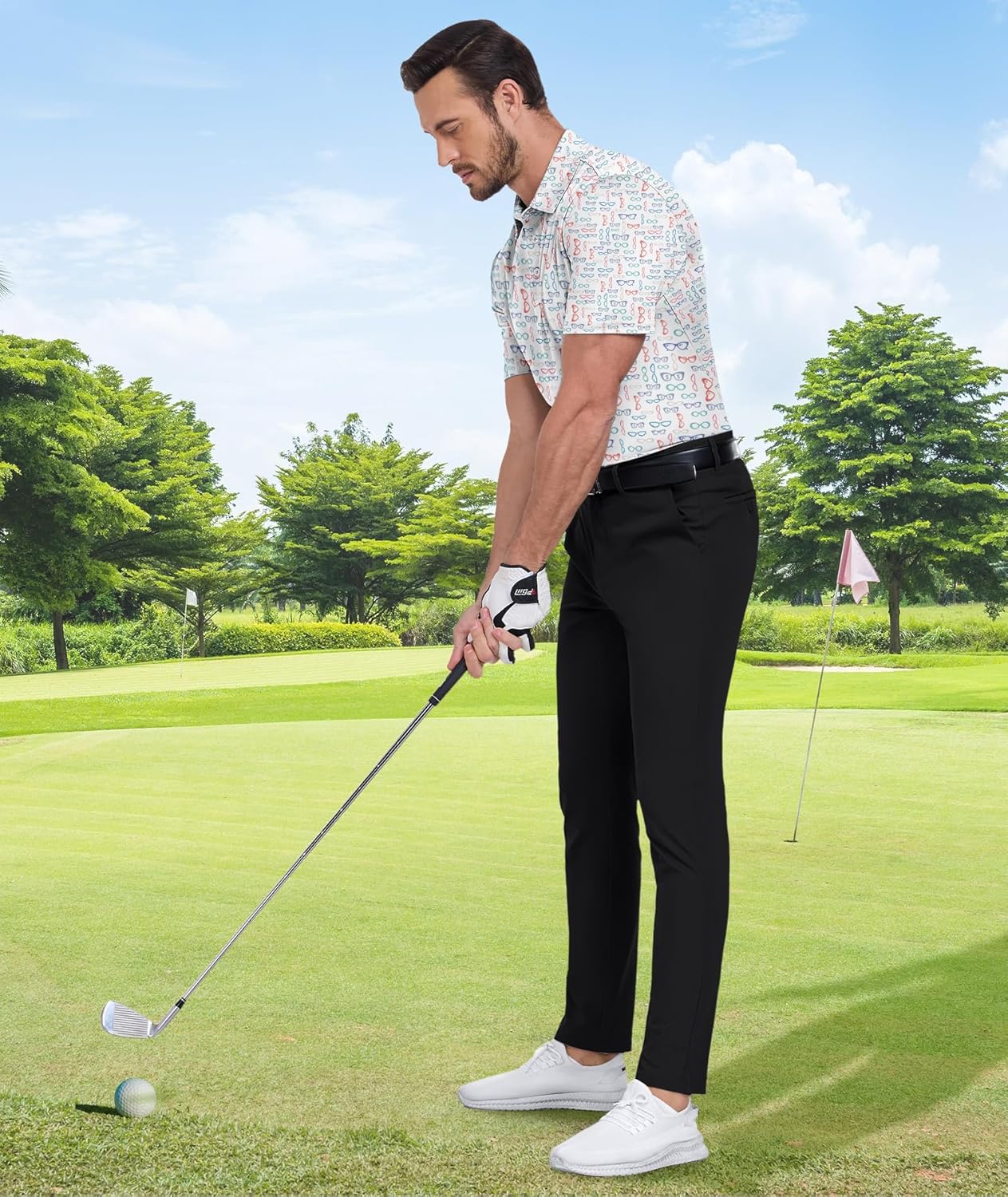 ZITY Men's Golf Polo Shirt - Short Sleeve Moisture-Wicking Performance | Casual Print Patterns