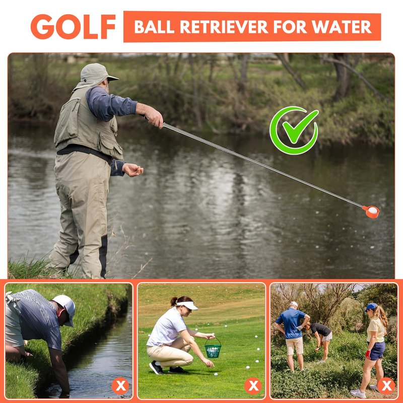 montela golf Ball Retriever Telescopic 9/12FT Golf Ball Water Retrievers Aluminum Alloy Golf Ball Grabber Golf Ball Retriever for Water Golf Accessories Golf Gift for Men (12FT-1)