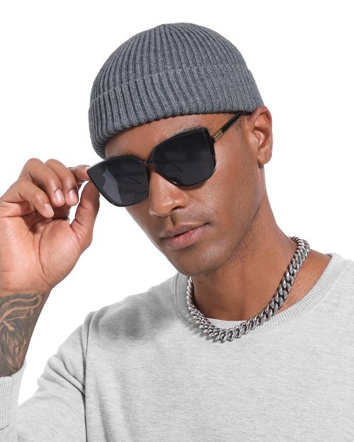 PHILIGHTS 4PCS Swag Wool Short Fisherman Beanie for Men Women, Knit Cuff Warm Winter Hats, Soft Trawler Skull Cap Watch Hat Unisex