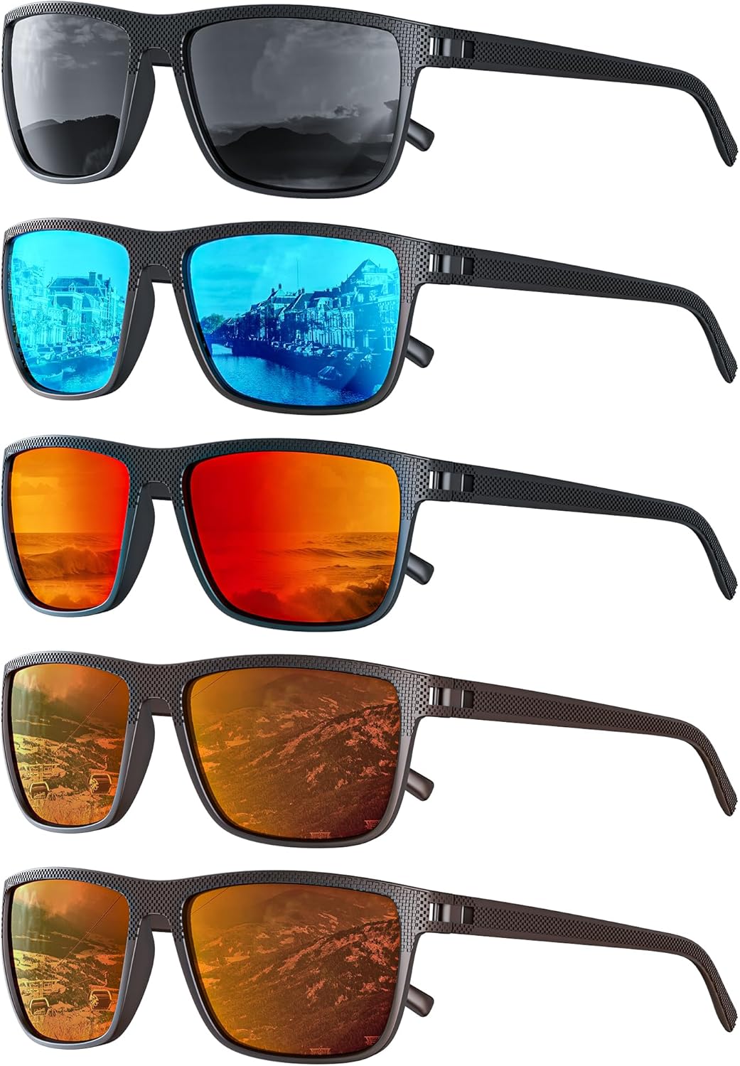 Skiennix Polarized Sunglasses - UV Protection for Men & Women | Ideal for Fishing, Driving, Golf - 5 Pack