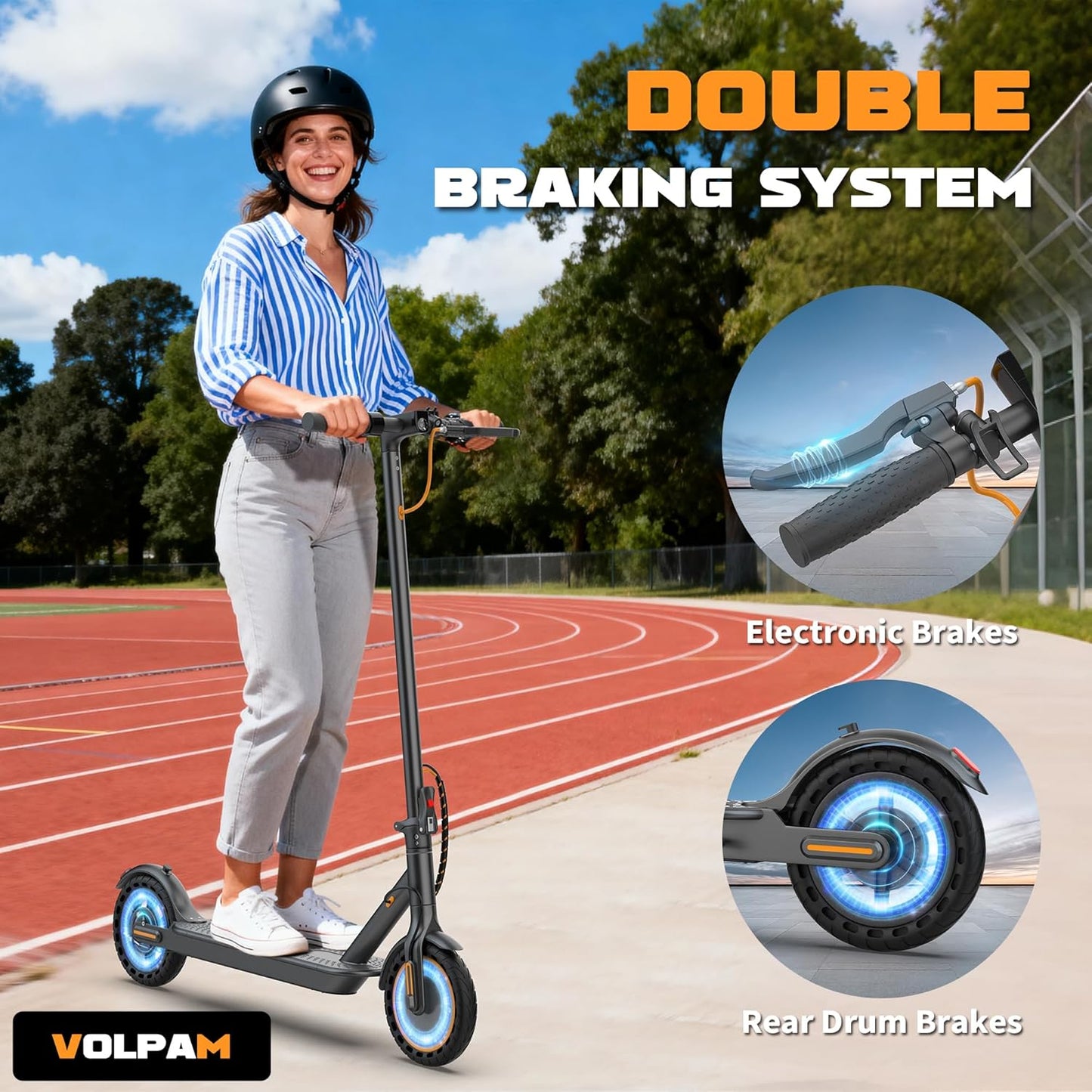 VOLPAM Electric Scooter - 350W/500W Motor, 8.5"/10" Solid Tires, 19/22 MPH, Up to 32 Miles Range
