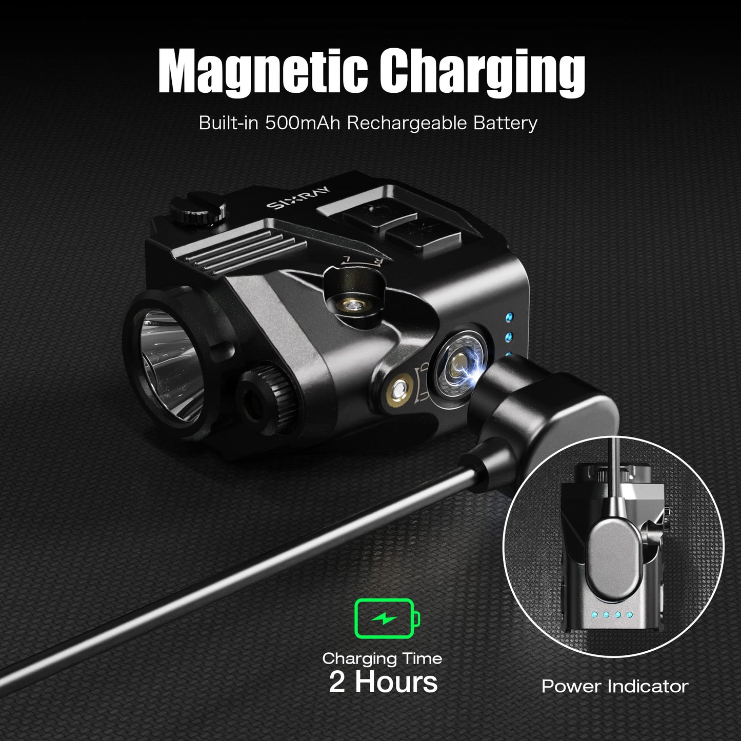 SIXRAY Pistol Light Laser Sight 420 Lumens Gun Light with Magnetic Charging Strobe Function Green Laser Light Combo for Pistol Laser Class II