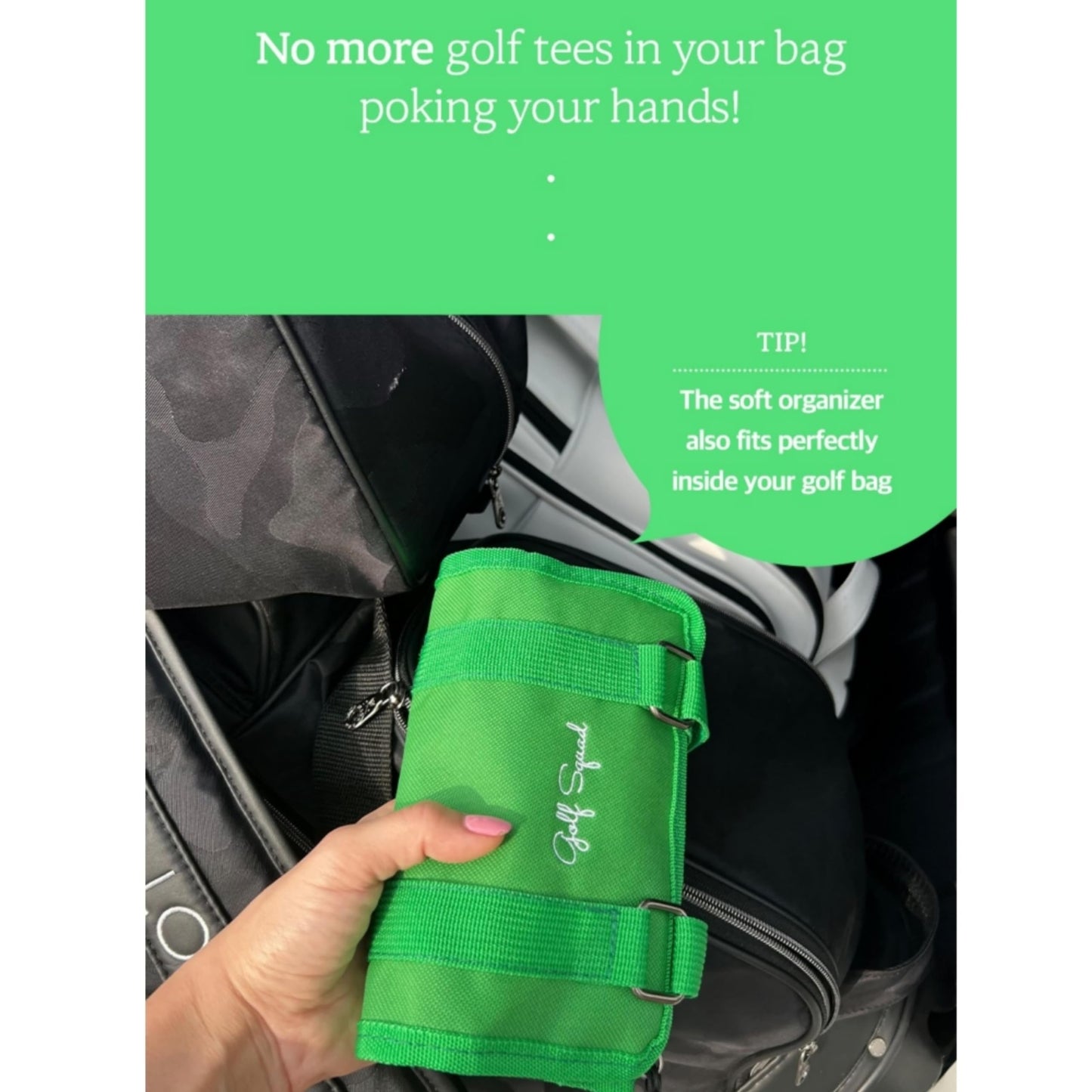mahalo squad Cart Hanging Golf Bag Organizer, Gifts for Men & Women, Club Accessories Holder for Ball, Tee, Valuables, Glove, Marker Set, Divot Tool, Small Shag Pouch with Zipper Case