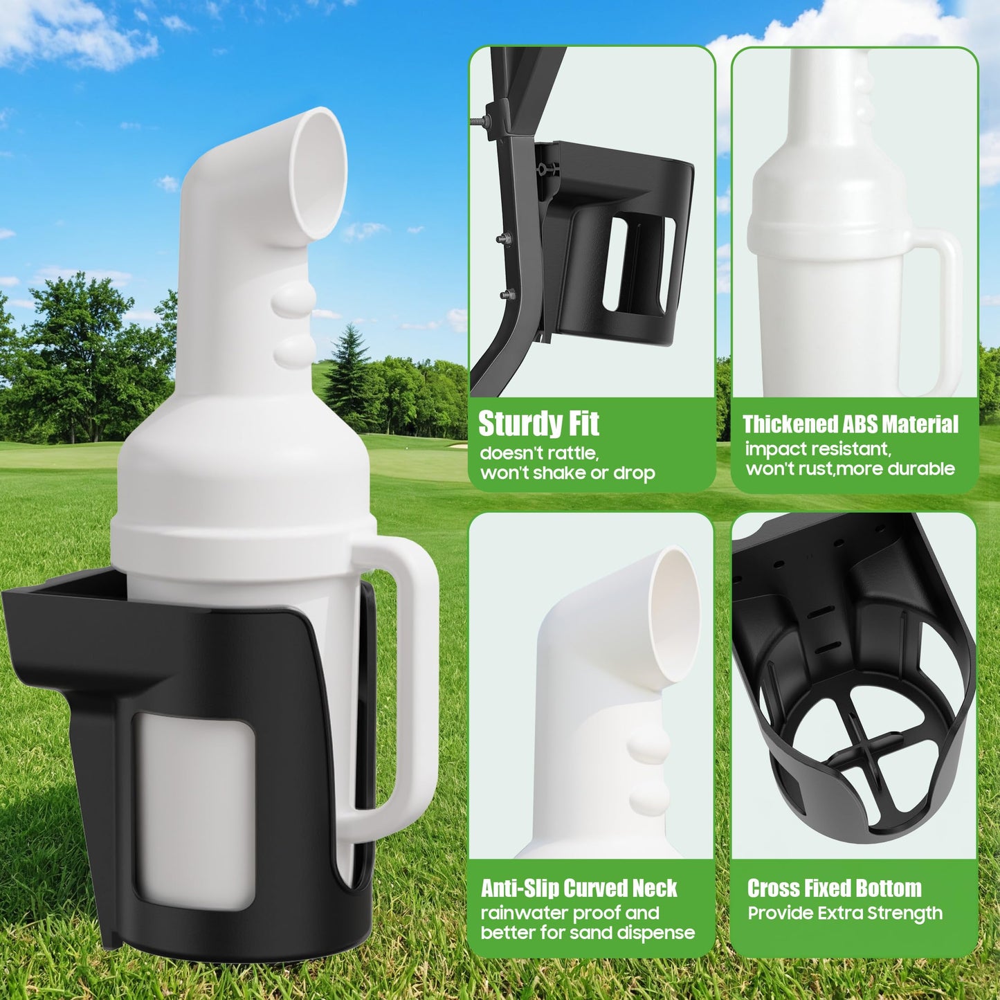 10L0L Golf Cart Sand Bottle with Holder Universal fit Club Car EZGO Yamaha, Divot Filler Sand Bottle with Grip Handle Easy to Pour (Pack of 2)