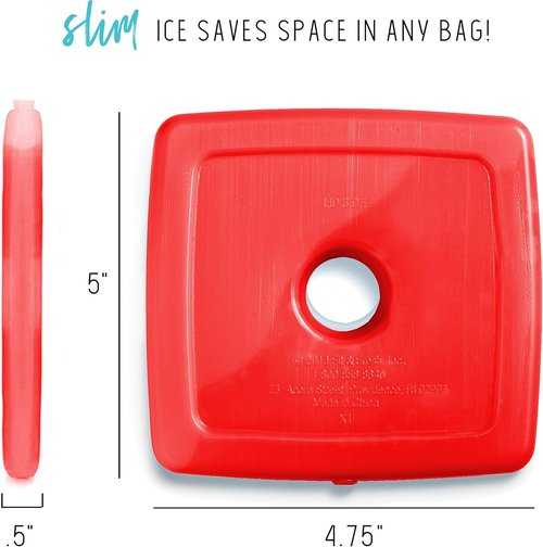 Cool Coolers By Fit & Fresh Slim Ice Packs - Quick Freeze, Space-Saving Design, 4-Pack, Multi-Colored