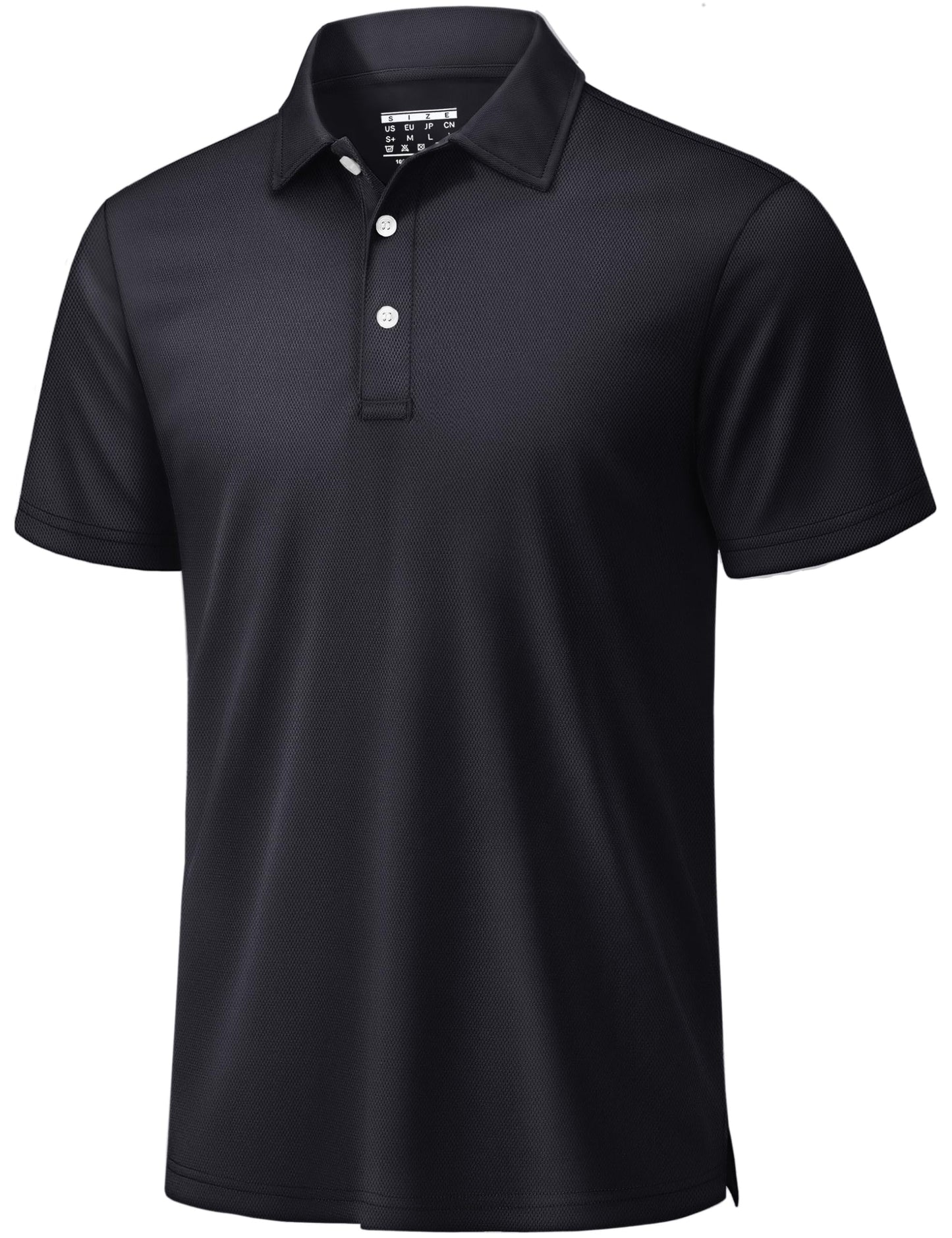 TACVASEN Mens Golf Shirt Dry Fit Mens Polo Shirts Short Sleeve Performance Golf Polos for Men with Collar Work Shirts Black, M