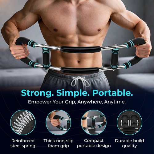 Twister Arm Trainer – Power Adjustable Chest & Arm Workout Bar, Upper Body Strength Training for Arms, Chest & Shoulders, Home Gym Portable, Heavy Resistance 65–110 lbs