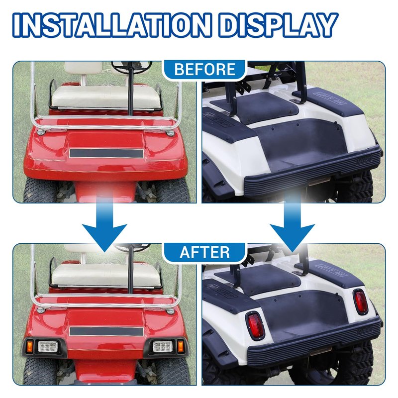 CartClan Club Car DS Led Headlight and Tail Light Kit 12 Volt for 1993-up Golf Cart Modified Assembly 101988001 101988002